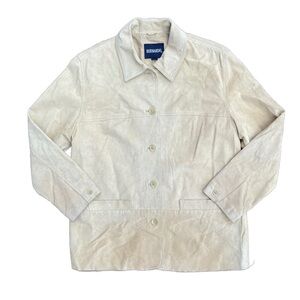 Vintage Camel Tan Genuine Suede Leather Barn Shirt Jacket Large